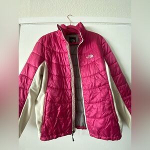 The North Face Women's Hot Pink and Cream Lightweight Puffer Jacket